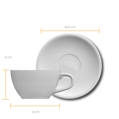 Xícara Flat White Oval com pires branco 150 ml - Imagem 2