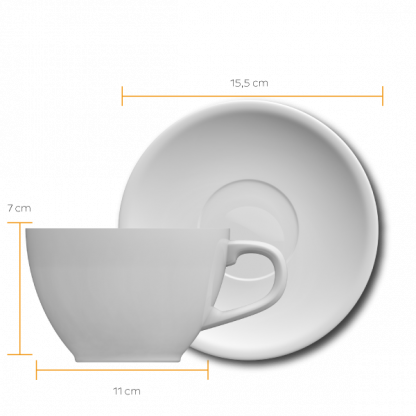 Xícara Latte art Oval 300 ml com pires - Image 2
