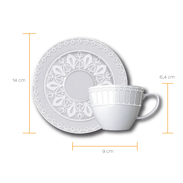 Kit de 06 xícaras chá com pires Palace - Imagem 2