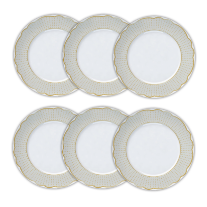 Kit de 06 pratos de sobremesa Off white