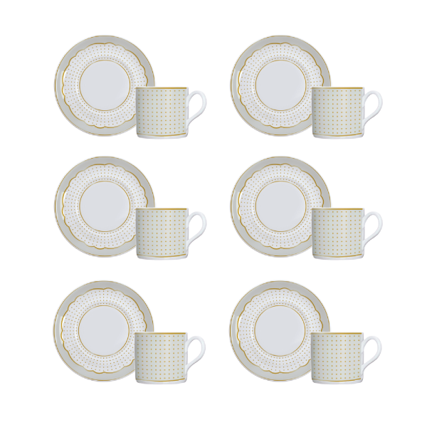 Kit de 06 xícaras café com pires Off white - Imagem 3