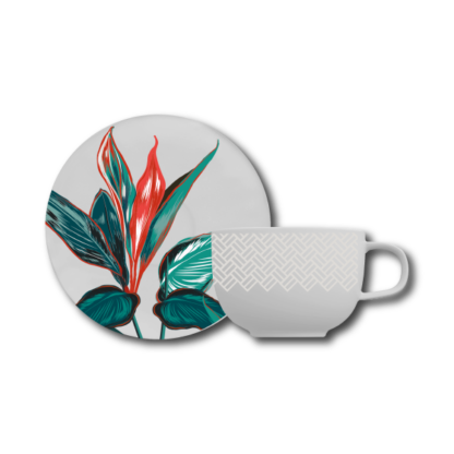Kit de 06 xícaras café com pires Tropical
