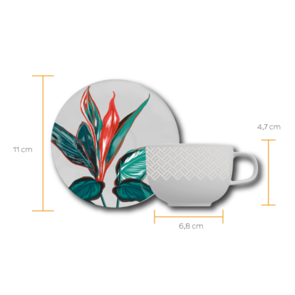 Kit de 06 xícaras café com pires Tropical - Imagem 2