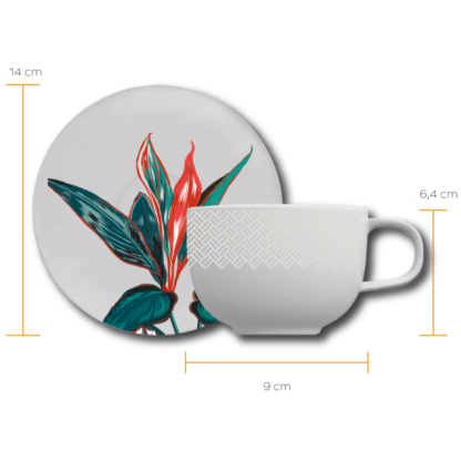Kit de 06 xícaras chá com pires Tropical - Imagem 2