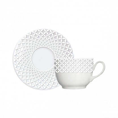 Kit de 6 xícaras de café com 6 pires Bianco