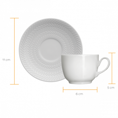 Kit de 6 xícaras café com pires Chevron - Imagem 2