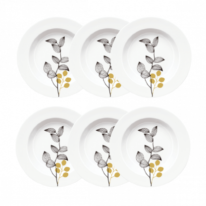 Kit de 6 pratos fundos Botânico