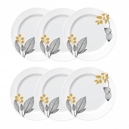 Kit de 6 pratos rasos Botânico