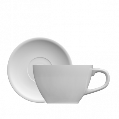 Xícara Cappuccino Oval com pires - 250 ml - branca
