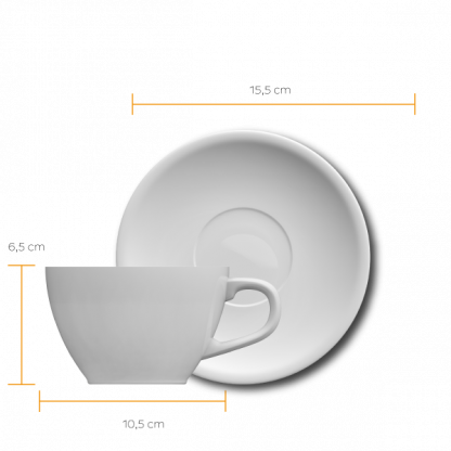 Xícara Cappuccino Oval com pires - 250 ml - branca - Image 2