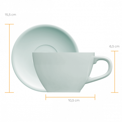 Xícara Cappuccino Oval com pires - 250 ml - azul - Imagem 2