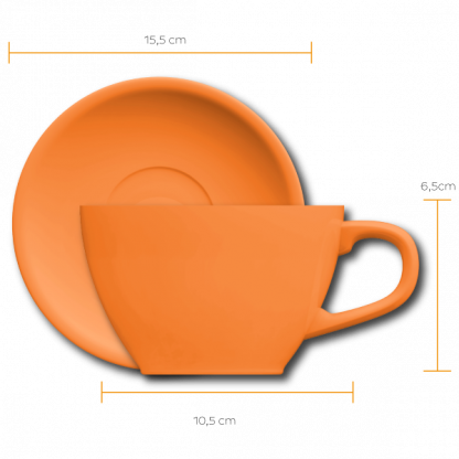 Xícara Cappuccino Oval com pires - 250 ml - laranja - Imagem 2