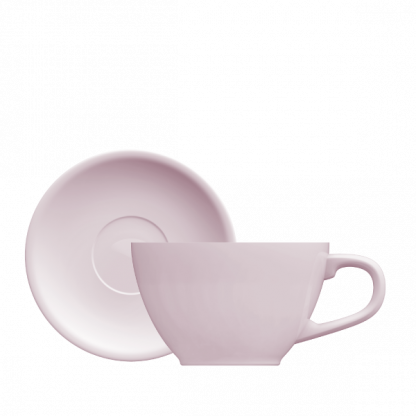 Xícara Cappuccino Oval com pires rosa