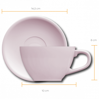 Xícara Cappuccino Oval com pires rosa - Image 2