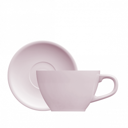 Xícara Cappuccino Oval com pires - 250 ml - rosa