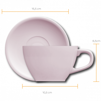 Xícara Cappuccino Oval com pires - 250 ml - rosa - Imagem 2