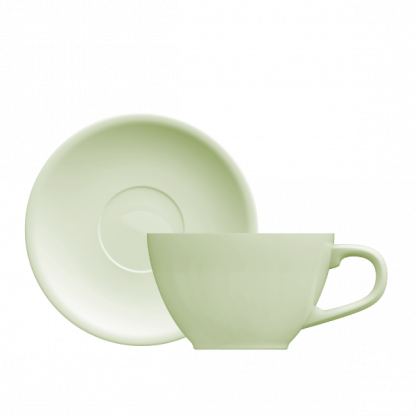 Xícara Cappuccino Oval com pires verde