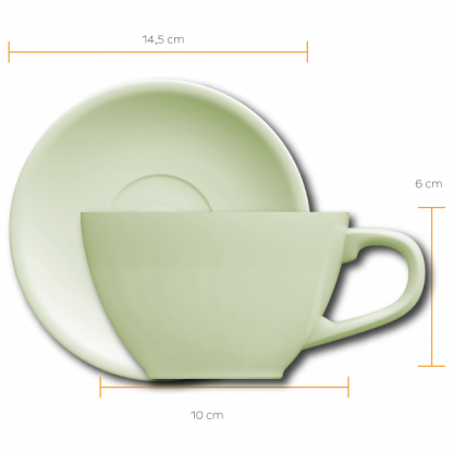 Xícara Cappuccino Oval com pires verde - Image 2