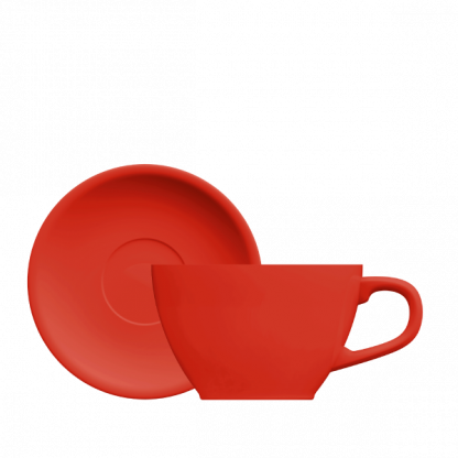Xícara Cappuccino Oval com pires vermelho