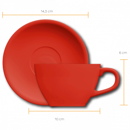 Xícara Cappuccino Oval com pires vermelho - Imagem 2