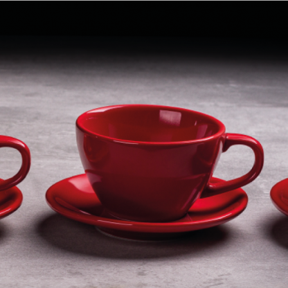 Xícara Cappuccino Oval com pires vermelho - Imagem 3