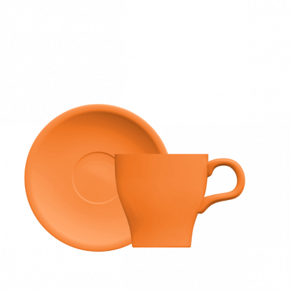 Xícara Cappuccino Tulipa com pires laranja