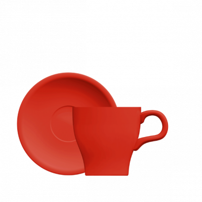 Xícara Cappuccino Tulipa com pires vermelho