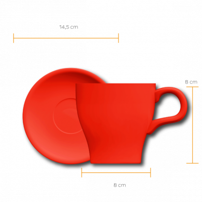 Xícara Cappuccino Tulipa com pires vermelho - Imagem 2