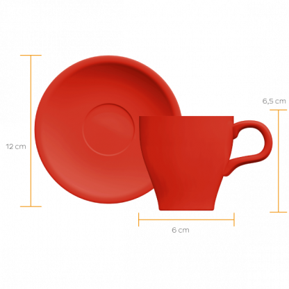 Xícara Expresso Tulipa com pires vermelho - Imagem 2