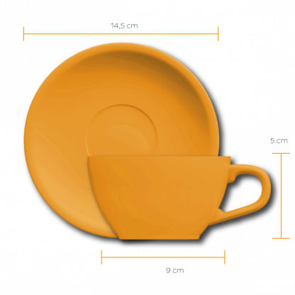 Xícara Flat White Oval com pires amarelo - Imagem 2