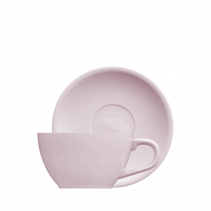 Xícara Flat White Oval com pires rosa