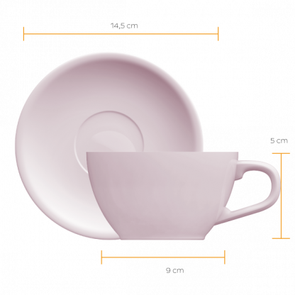 Xícara Flat White Oval com pires rosa - Imagem 2