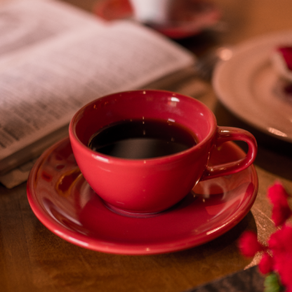 Xícara Cappuccino Oval com pires vermelho - Imagem 4