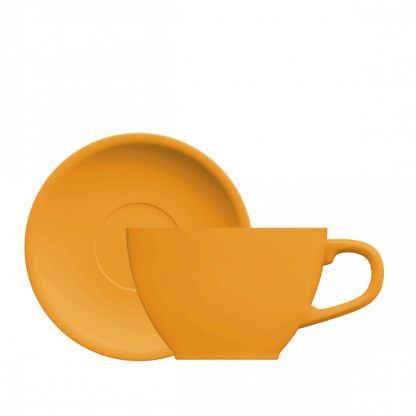 Xícara Latte art Oval com pires - amarelo