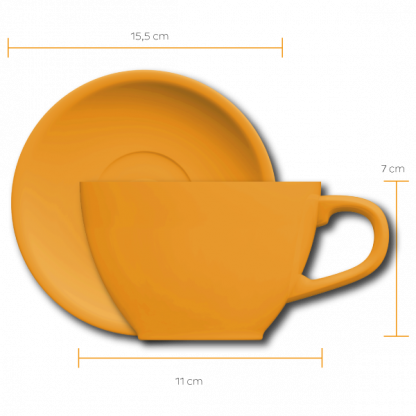 Xícara Latte art Oval com pires - amarelo - Imagem 2