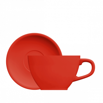 Xícara Latte art Oval com pires - vermelho
