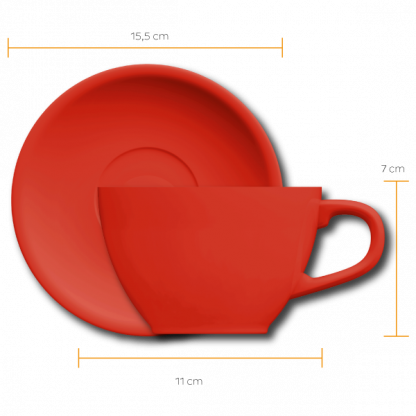 Xícara Latte art Oval com pires - vermelho - Imagem 2