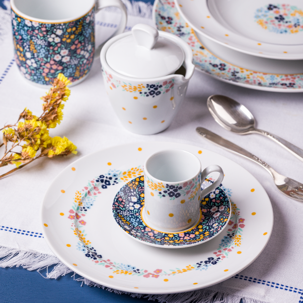 Kit de 6 xícaras café com 6 pires Cottagecore - Imagem 3