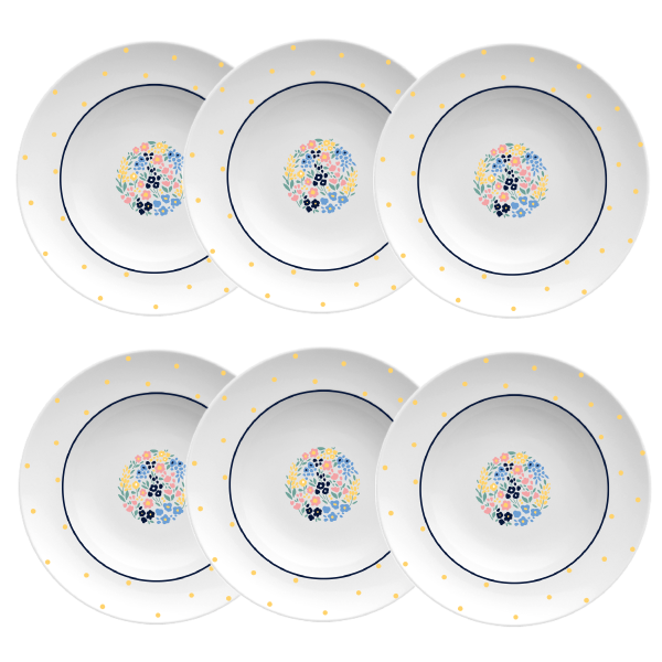 Kit de 6 pratos fundos Cottagecore