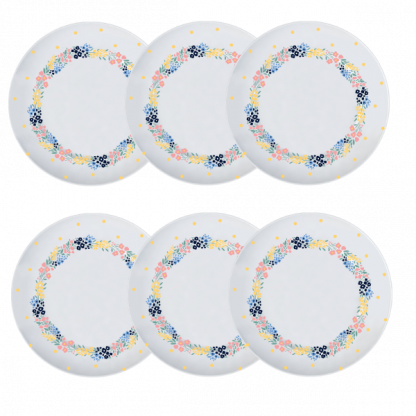 Kit de 6 pratos de sobremesa Cottagecore