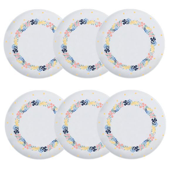 Kit de 6 pratos de sobremesa Cottagecore