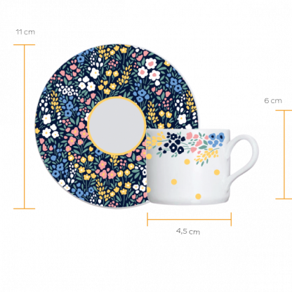 Kit de 6 xícaras café com 6 pires Cottagecore - Imagem 2