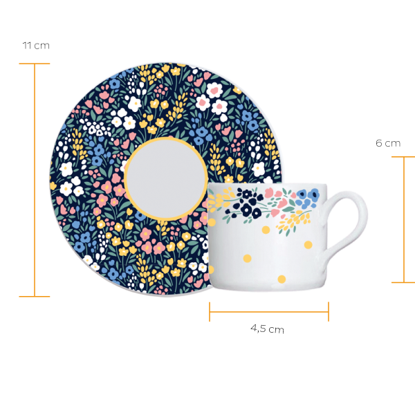 Kit de 6 xícaras café com 6 pires Cottagecore - Imagem 2