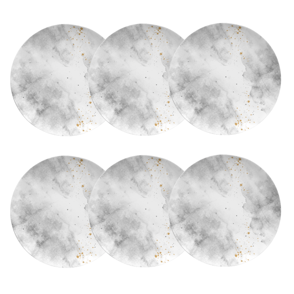 Kit de 6 pratos sobremesa Nuvens