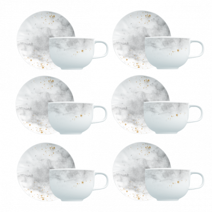 Kit de 6 xícaras de café com pires Nuvens