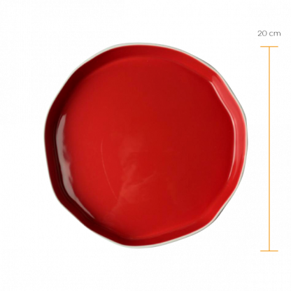 Prato sobremesa Origem branco / vermelho - Imagem 2