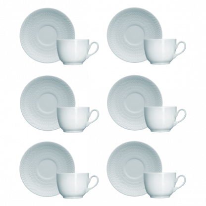 Kit de 06 xícaras de café com pires Chevron azul - Imagem 3