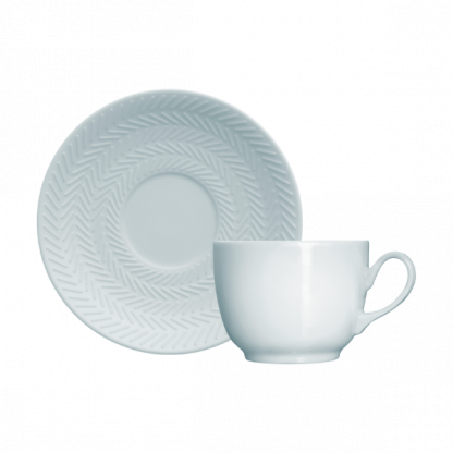 Kit de 06 xícaras de café com pires Chevron azul