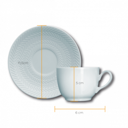 Kit de 06 xícaras de café com pires Chevron azul - Imagem 2