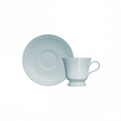 Kit de 6 xícaras de café com 6 pires Cottage azul